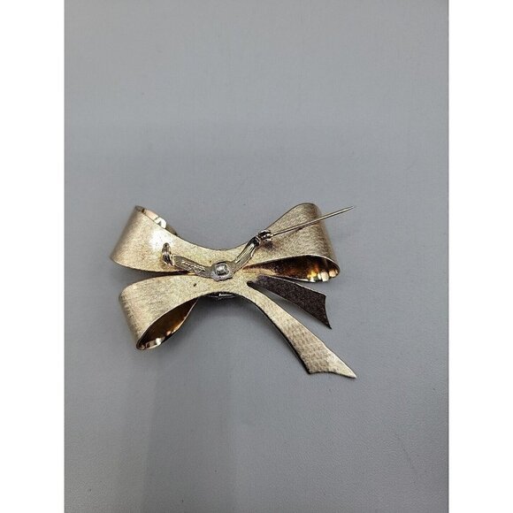 Vintage Coro Diamante Brooch Textured Gold Plated - Picture 7 of 8